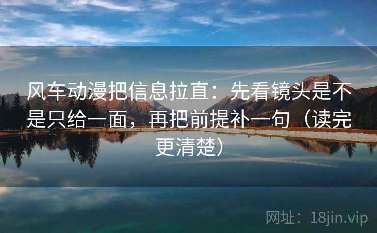 风车动漫把信息拉直:先看镜头是不是只给一面,再把前提补一句(读完更清楚)